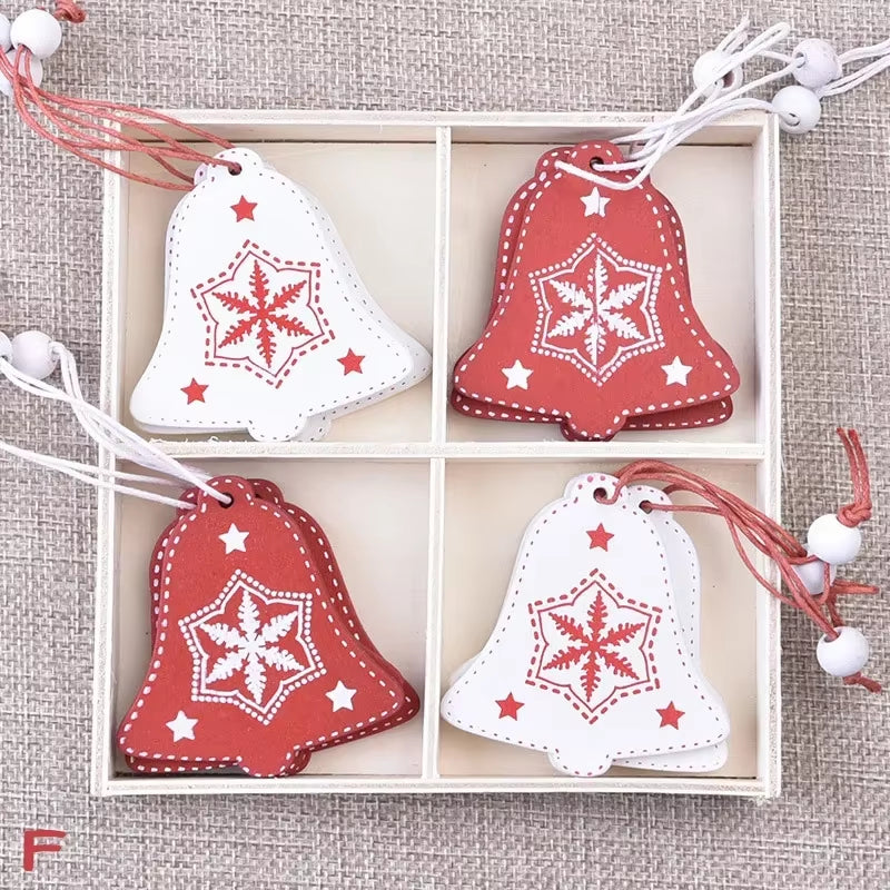 Christmas Decorations Creative Wooden Pendant Christmas Tree Decor Elk Bell Horse Angel Love Gift Ornaments for Home Door Window