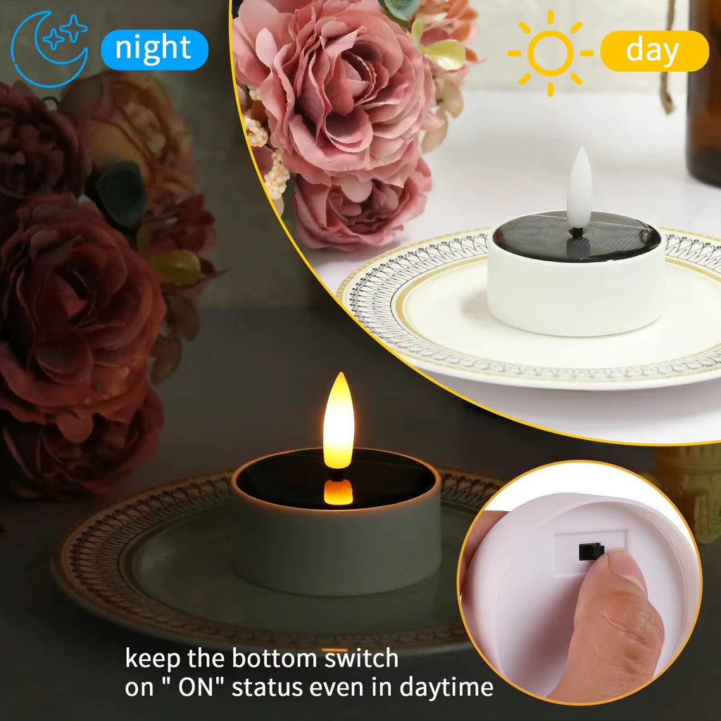 Rechargeable Solar Led Candle Light LED Candles with USB Charge,Flameless Decorative Wedding Christmas Rechargeable Tea Lights