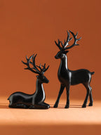 2 Pcs Reindeer Christmas Table Decoration for Home Indoor Xmas Holiday Small Statue Rustic Table Decor Christmas Reindeer Decor