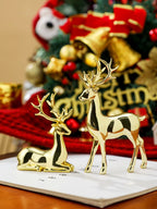 2 Pcs Reindeer Christmas Table Decoration for Home Indoor Xmas Holiday Small Statue Rustic Table Decor Christmas Reindeer Decor