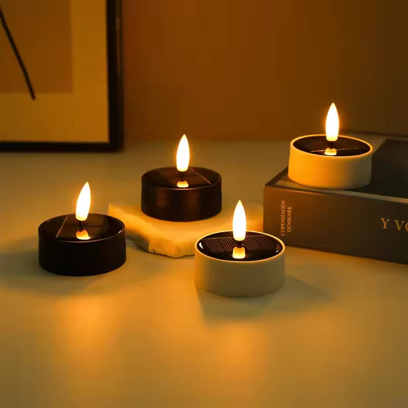 Rechargeable Solar Led Candle Light LED Candles with USB Charge,Flameless Decorative Wedding Christmas Rechargeable Tea Lights