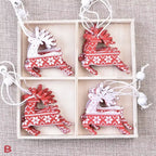 Christmas Decorations Creative Wooden Pendant Christmas Tree Decor Elk Bell Horse Angel Love Gift Ornaments for Home Door Window