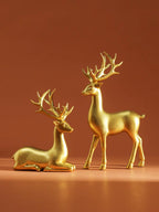 2 Pcs Reindeer Christmas Table Decoration for Home Indoor Xmas Holiday Small Statue Rustic Table Decor Christmas Reindeer Decor