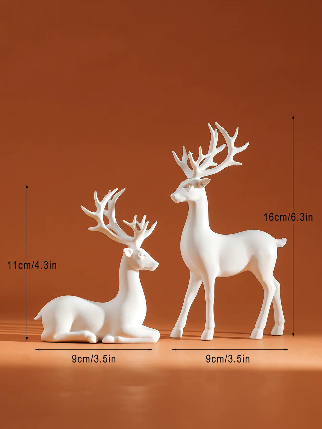 2 Pcs Reindeer Christmas Table Decoration for Home Indoor Xmas Holiday Small Statue Rustic Table Decor Christmas Reindeer Decor